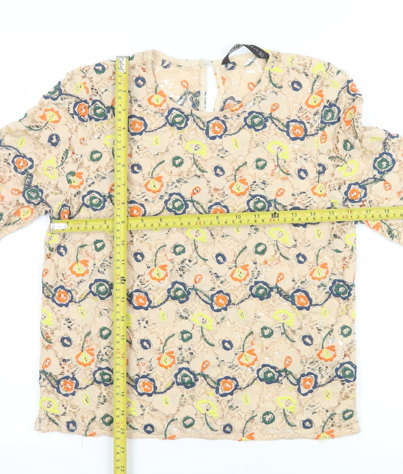 Womens UK Size 8 Zara Beige Tunic Blouse