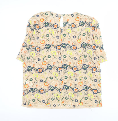 Womens UK Size 8 Zara Beige Tunic Blouse