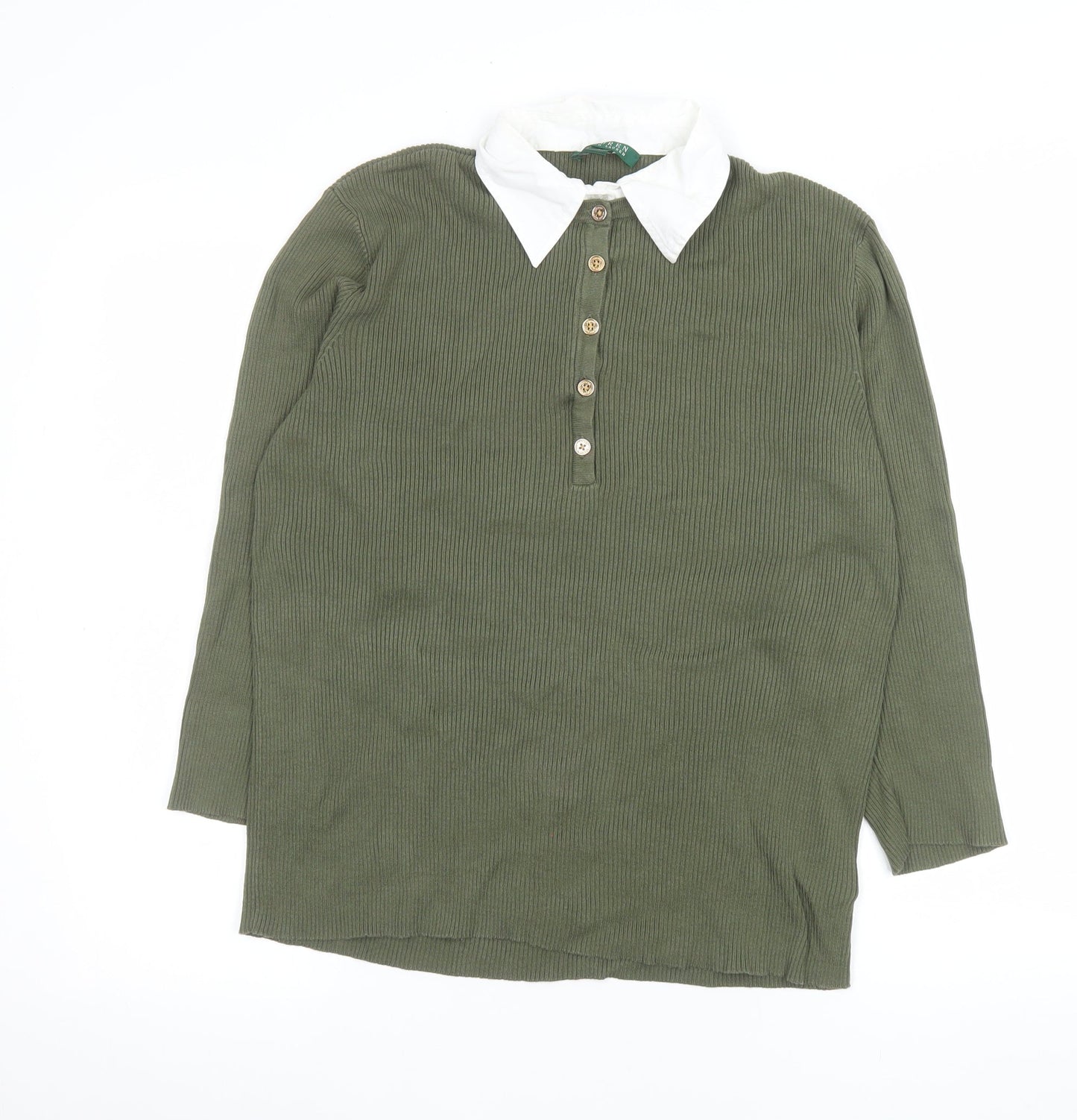 Womens UK Size XL Ralph Lauren Green Basic Button-Up