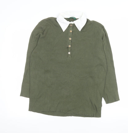 Womens UK Size XL Ralph Lauren Green Basic Button-Up