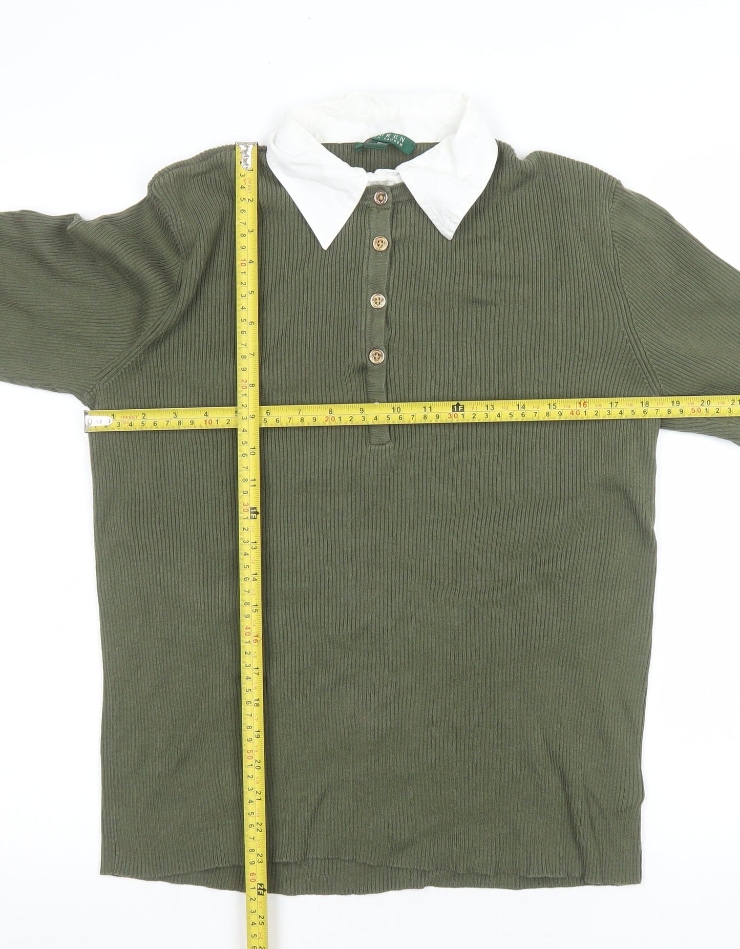 Womens UK Size XL Ralph Lauren Green Basic Button-Up