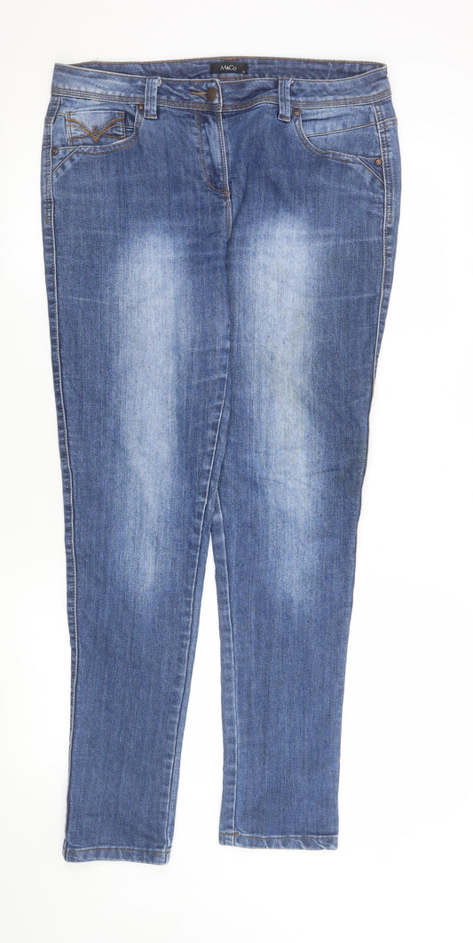 Womens UK Size 12 M&Co Slim Fit Skinny Blue Jeans