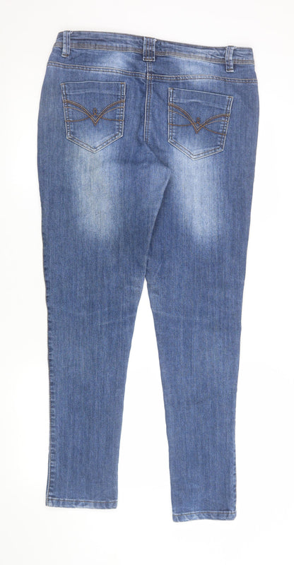Womens UK Size 12 M&Co Slim Fit Skinny Blue Jeans