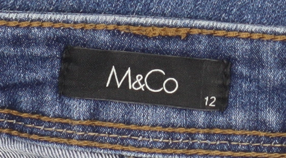 Womens UK Size 12 M&Co Slim Fit Skinny Blue Jeans