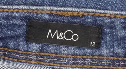 Womens UK Size 12 M&Co Slim Fit Skinny Blue Jeans
