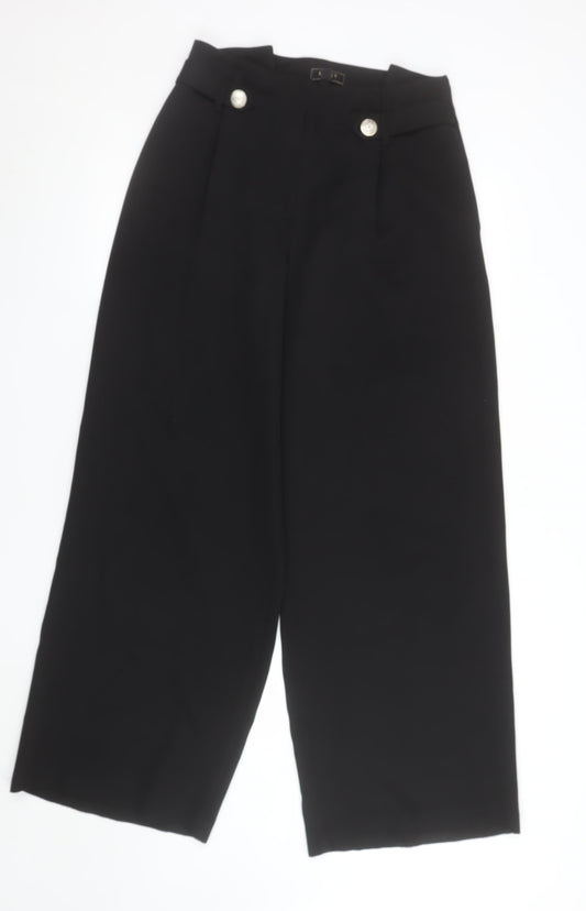 Womens UK Size 10 Lipsy Regular Fit Cropped Black Trousers