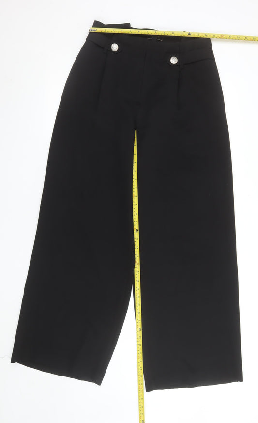 Womens UK Size 10 Lipsy Regular Fit Cropped Black Trousers