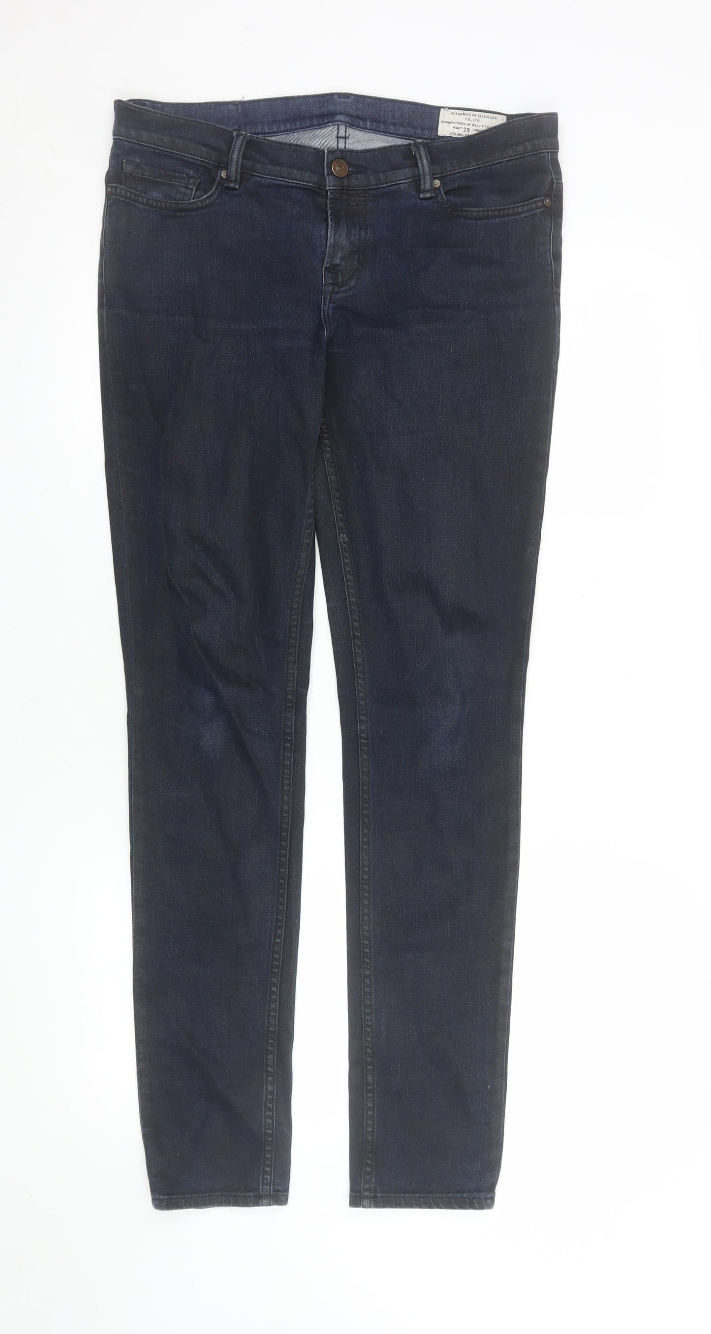 AllSaints Women Blue Skinny Jeans Size 29 x 32 Slim Fit Denim