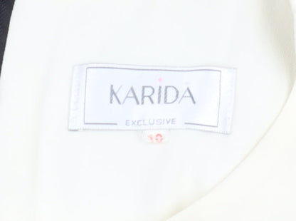 Karida Women Black Beige Jumpsuit Size 10 Belted Sleeveless Wide-Leg