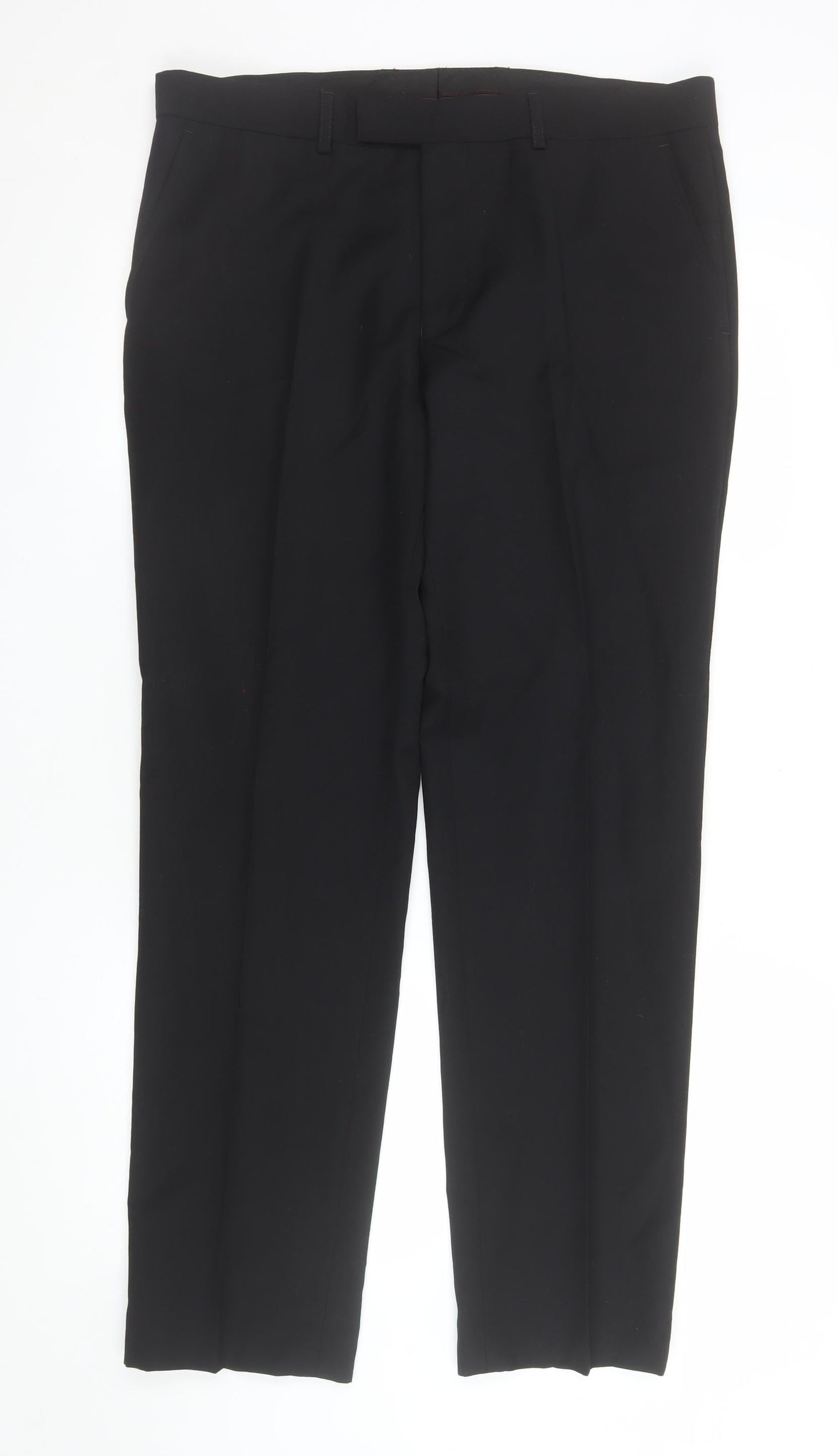 Mens UK Size 36R Harry Brown Regular Fit Dress Pants Black Trousers