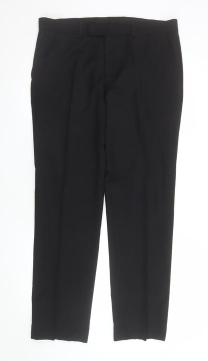 Mens UK Size 36R Harry Brown Regular Fit Dress Pants Black Trousers