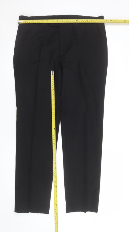 Mens UK Size 36R Harry Brown Regular Fit Dress Pants Black Trousers