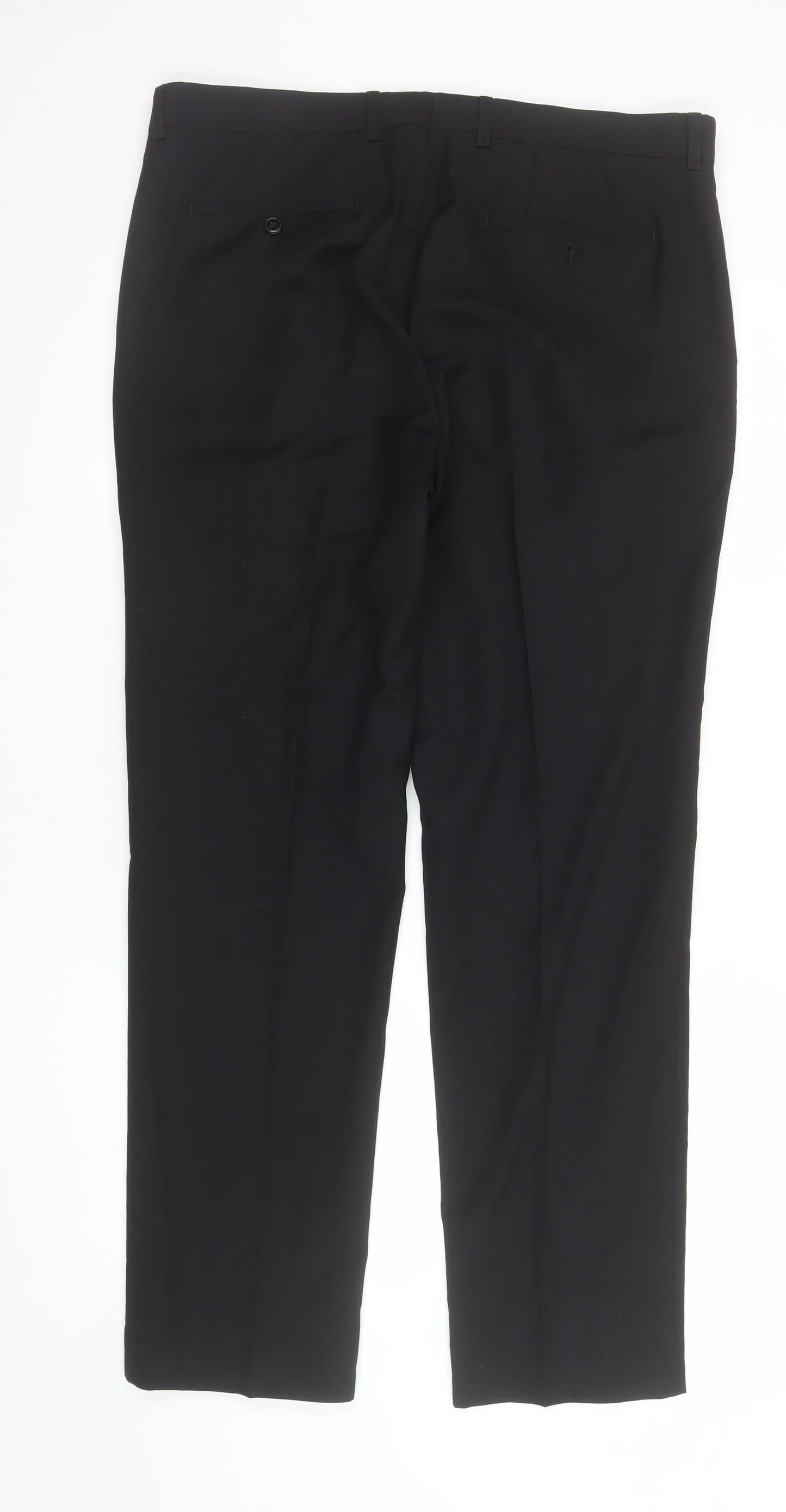 Mens UK Size 36R Harry Brown Regular Fit Dress Pants Black Trousers