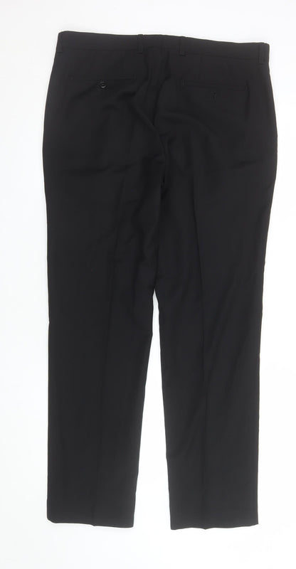 Mens UK Size 36R Harry Brown Regular Fit Dress Pants Black Trousers