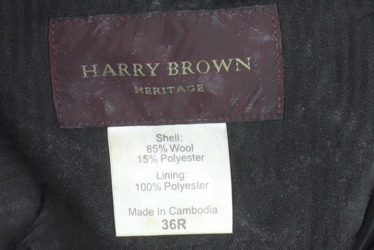 Mens UK Size 36R Harry Brown Regular Fit Dress Pants Black Trousers