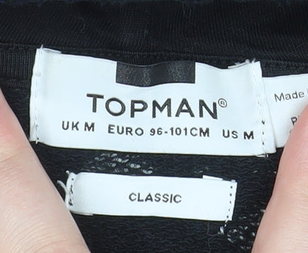 Mens UK Size M Topman Black Pullover Hoodie