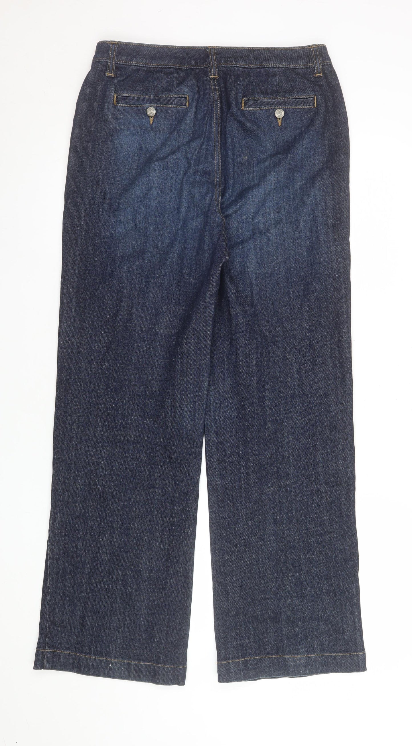 Lands' End Women Blue Size 6P Classic Wide-Leg Denim Jeans