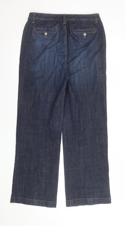 Lands' End Women Blue Size 6P Classic Wide-Leg Denim Jeans