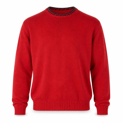 Marks and Spencer Men's Red Cotton Crew Neck Jumper Medium