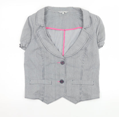 Debenhams Women Grey Pinstripe Short Sleeve Suit Top Size 14