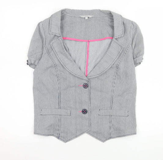 Debenhams Women Grey Pinstripe Short Sleeve Suit Top Size 14