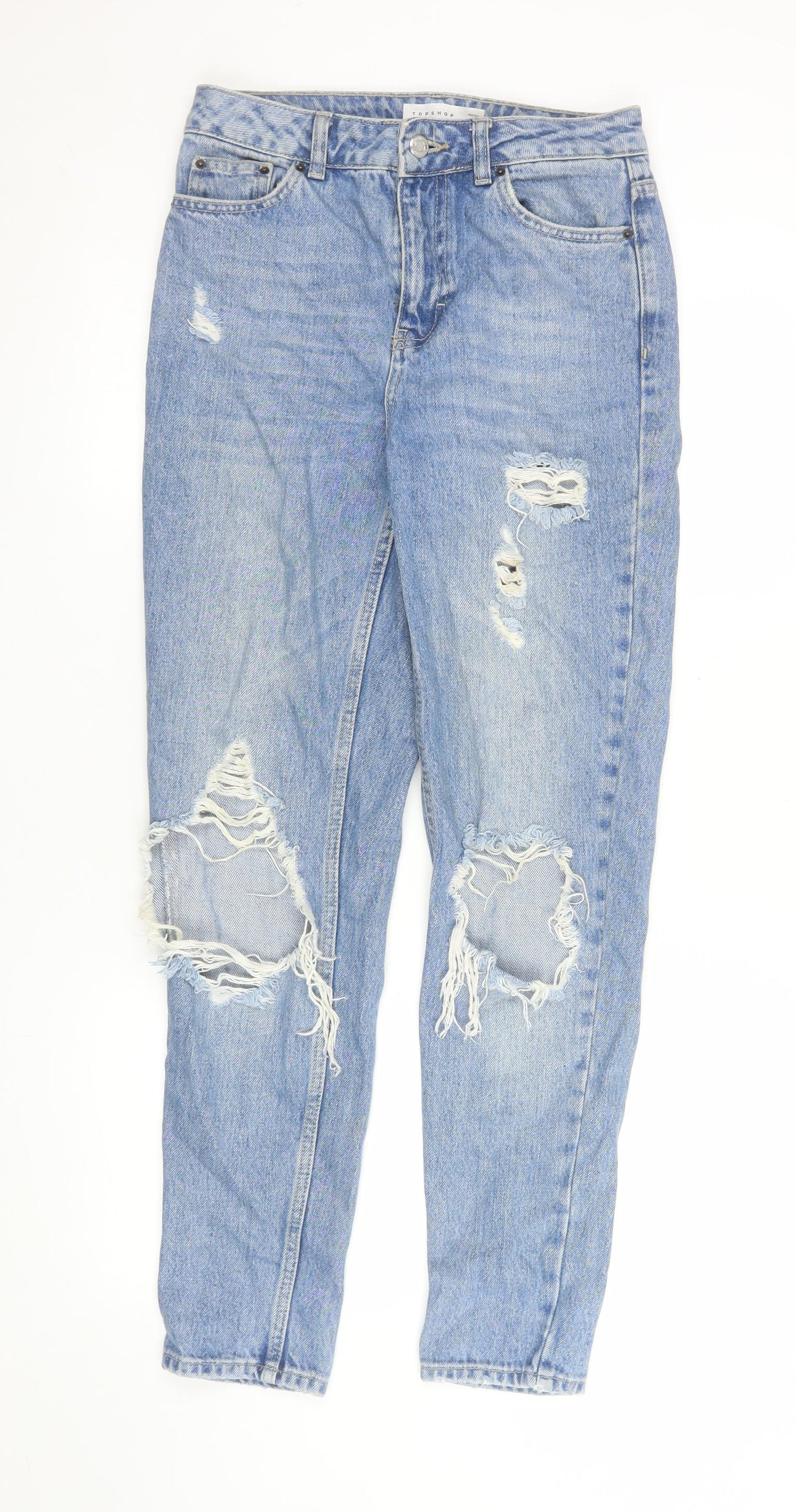 Womens UK Size 8 Topshop Relaxed Fit Mom Blue Jeans