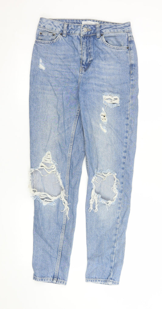 Womens UK Size 8 Topshop Relaxed Fit Mom Blue Jeans