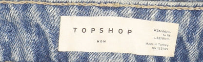 Womens UK Size 8 Topshop Relaxed Fit Mom Blue Jeans