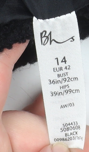 Womens UK Size 14 BHS Black Overcoat