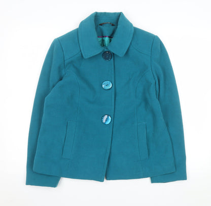 Bm Women Blue Short Button-Up Lined Jacket Size 12