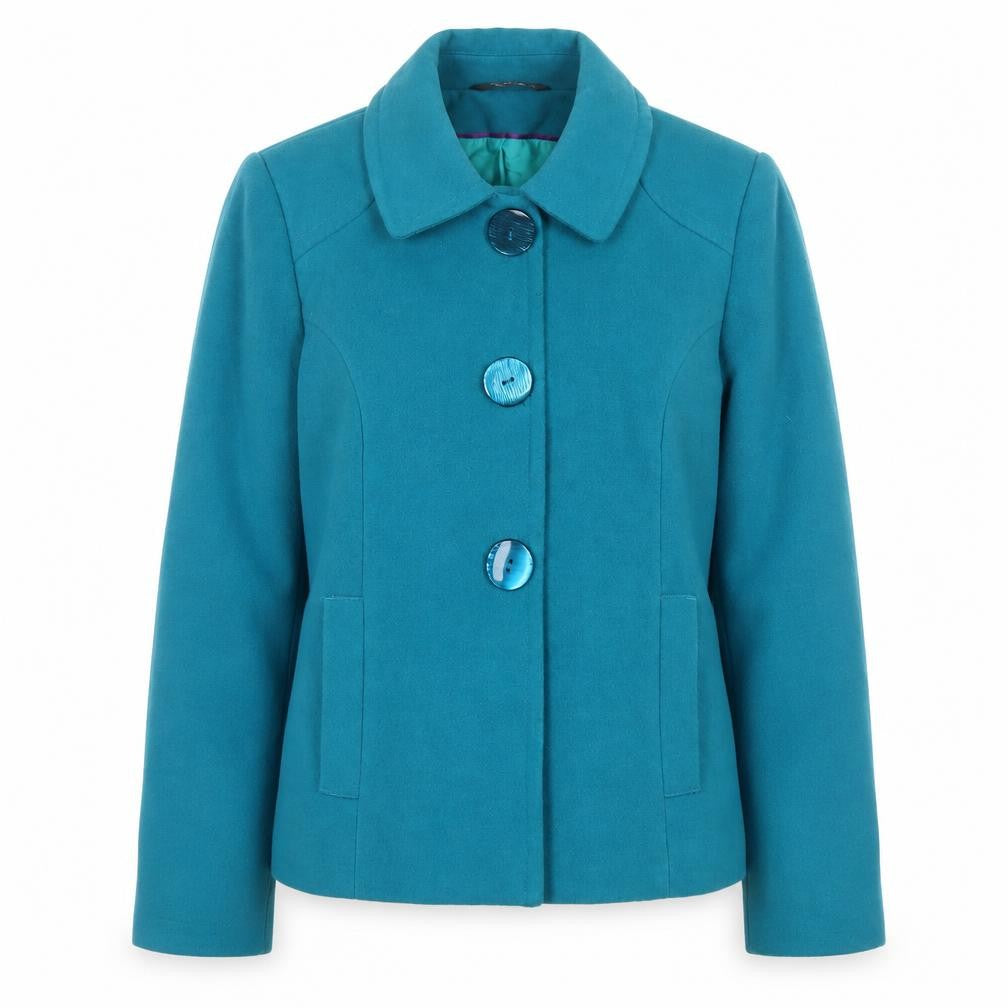 Bm Women Blue Short Button-Up Lined Jacket Size 12
