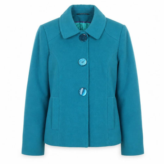 Bm Women Blue Short Button-Up Lined Jacket Size 12