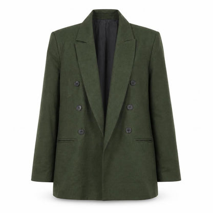 Tu Women Green Double-Breasted Blazer Size 10 Polyester Lined