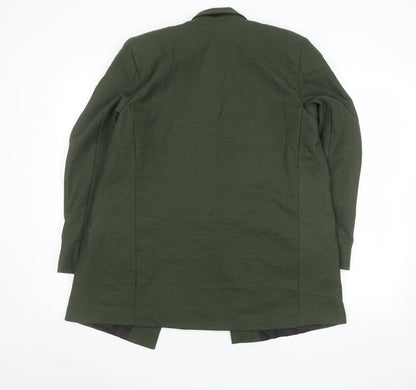 Tu Women Green Double-Breasted Blazer Size 10 Polyester Lined