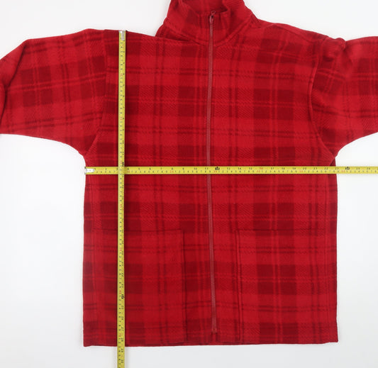 Debenhams Women Red Check Fleece Full Zip Jacket Size 14