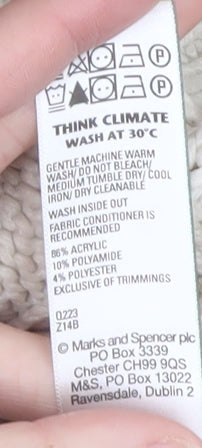 Marks and Spencer Men’s Beige Cable-Knit V-Neck Jumper Medium