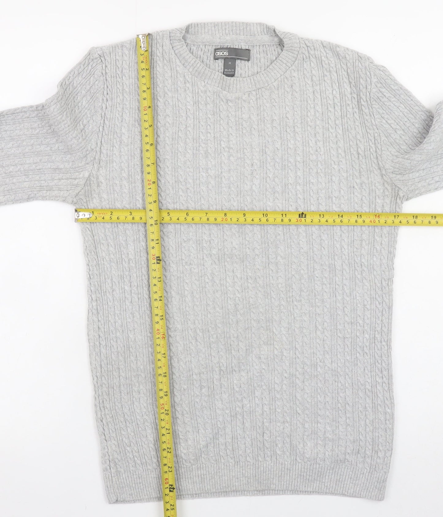 Mens UK Size M ASOS Grey Pullover Jumper