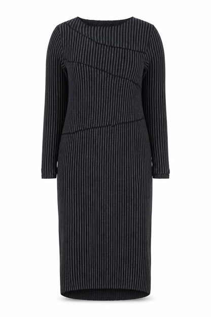 Boohoo Women’s Grey Striped Bodycon Knit Dress Size 16