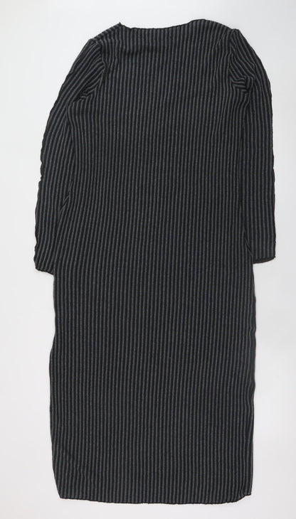 Boohoo Women’s Grey Striped Bodycon Knit Dress Size 16