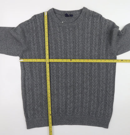 Gap Men's Grey Cable-Knit Cotton Crew Neck Jumper XL