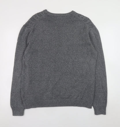 Gap Men's Grey Cable-Knit Cotton Crew Neck Jumper XL