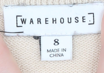 Womens UK Size 8 Warehouse Beige Pullover Jumper