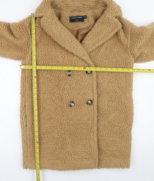 Covent Garden Womens Beige Size 10 Lined Teddy Pea Coat