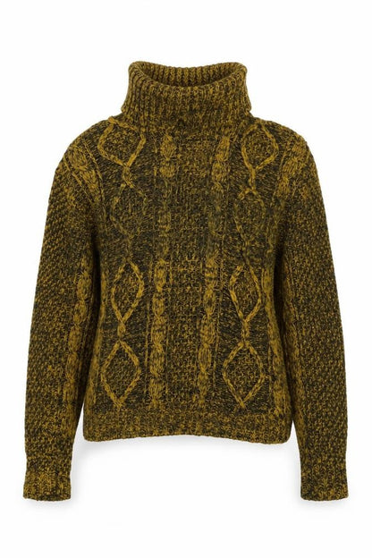 Bassini Women's Brown Roll Neck Chunky-Knit Wool Blend Jumper S
