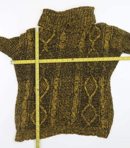 Bassini Women's Brown Roll Neck Chunky-Knit Wool Blend Jumper S