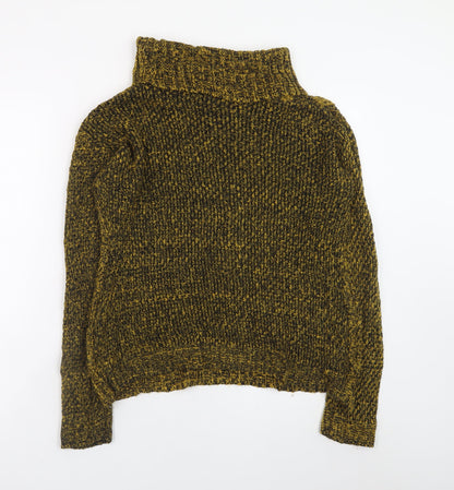 Bassini Women's Brown Roll Neck Chunky-Knit Wool Blend Jumper S