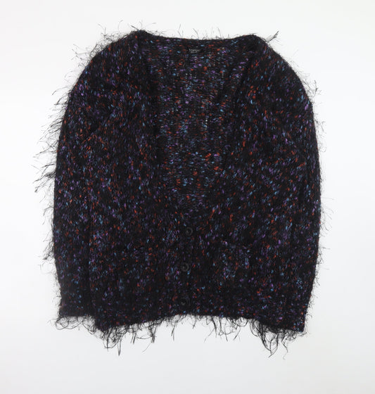 Topshop Women’s Multicoloured Mohair Blend Chunky Knit Cardigan Size 12