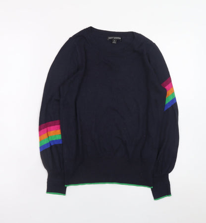 Next Petite Women's Blue Rainbow Stripe Knit Jumper Size S