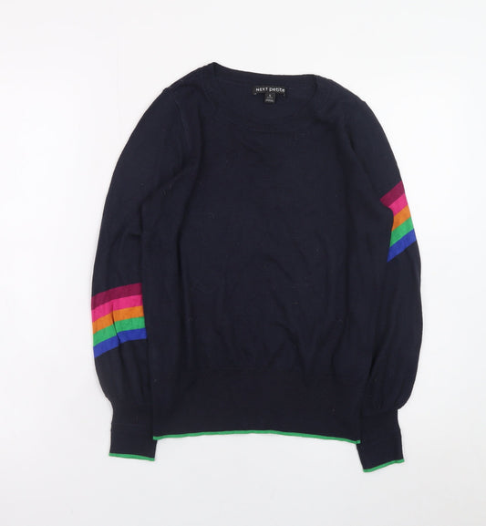 Next Petite Women's Blue Rainbow Stripe Knit Jumper Size S