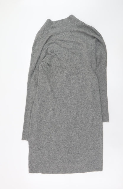 Monsoon Women Grey Small V-Neck Long Sleeve Jumper Dress